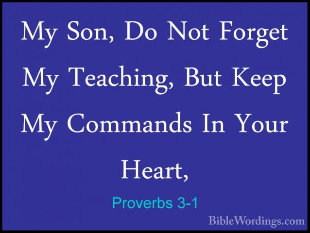 Proverbs 3-1 - My Son, Do Not Forget My Teaching, But Keep My ComMy Son, Do Not Forget My Teaching, But Keep My Commands In Your Heart, 