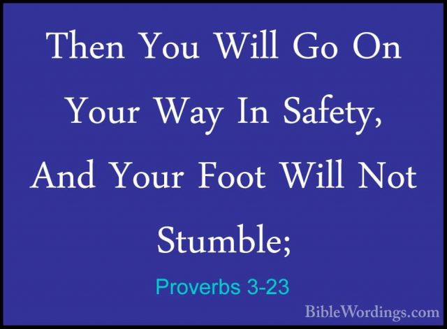 Proverbs 3-23 - Then You Will Go On Your Way In Safety, And YourThen You Will Go On Your Way In Safety, And Your Foot Will Not Stumble; 