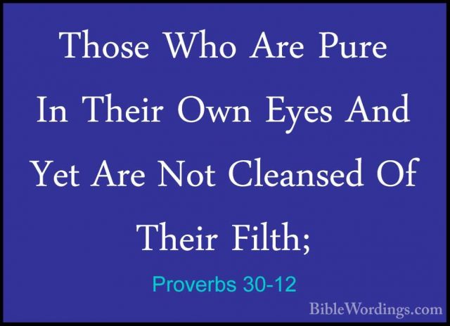 Proverbs 30-12 - Those Who Are Pure In Their Own Eyes And Yet AreThose Who Are Pure In Their Own Eyes And Yet Are Not Cleansed Of Their Filth; 