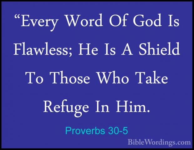 Proverbs 30-5 - "Every Word Of God Is Flawless; He Is A Shield To"Every Word Of God Is Flawless; He Is A Shield To Those Who Take Refuge In Him. 