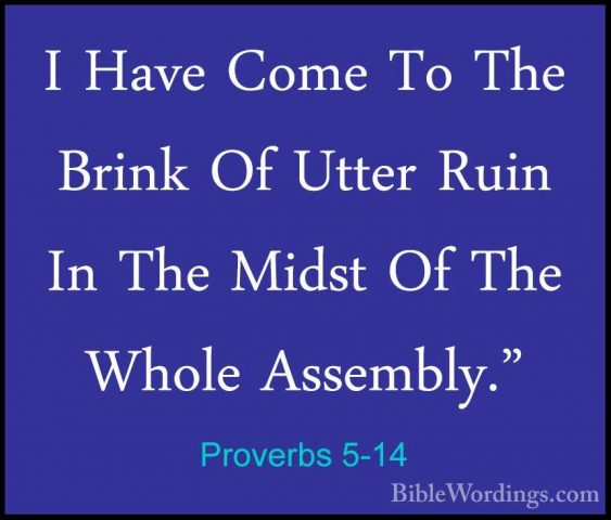 Proverbs 5-14 - I Have Come To The Brink Of Utter Ruin In The MidI Have Come To The Brink Of Utter Ruin In The Midst Of The Whole Assembly." 