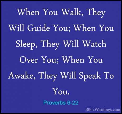 Proverbs 6-22 - When You Walk, They Will Guide You; When You SleeWhen You Walk, They Will Guide You; When You Sleep, They Will Watch Over You; When You Awake, They Will Speak To You. 
