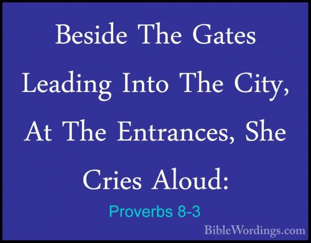 Proverbs 8-3 - Beside The Gates Leading Into The City, At The EntBeside The Gates Leading Into The City, At The Entrances, She Cries Aloud: 
