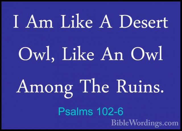 Psalms 102-6 - I Am Like A Desert Owl, Like An Owl Among The RuinI Am Like A Desert Owl, Like An Owl Among The Ruins. 