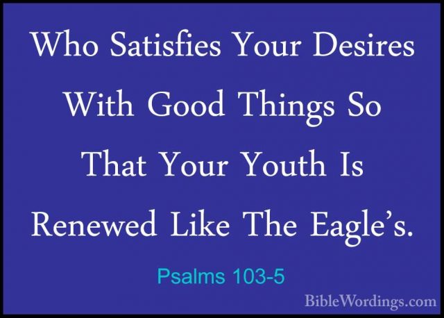 Psalms 103-5 - Who Satisfies Your Desires With Good Things So ThaWho Satisfies Your Desires With Good Things So That Your Youth Is Renewed Like The Eagle's. 