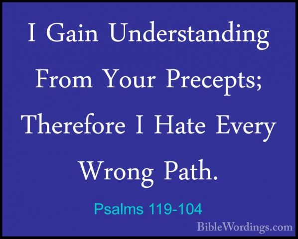 Psalms 119-104 - I Gain Understanding From Your Precepts; TherefoI Gain Understanding From Your Precepts; Therefore I Hate Every Wrong Path. 