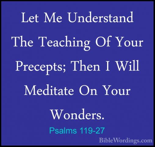 Psalms 119-27 - Let Me Understand The Teaching Of Your Precepts;Let Me Understand The Teaching Of Your Precepts; Then I Will Meditate On Your Wonders. 