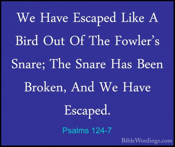 Psalms 124-7 - We Have Escaped Like A Bird Out Of The Fowler's SnWe Have Escaped Like A Bird Out Of The Fowler's Snare; The Snare Has Been Broken, And We Have Escaped. 
