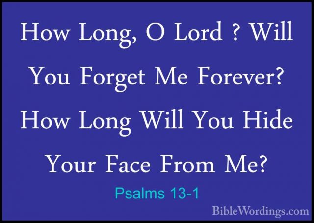 Psalms 13-1 - How Long, O Lord ? Will You Forget Me Forever? HowHow Long, O Lord ? Will You Forget Me Forever? How Long Will You Hide Your Face From Me? 