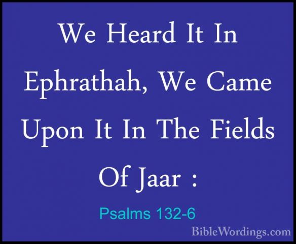 Psalms 132-6 - We Heard It In Ephrathah, We Came Upon It In The FWe Heard It In Ephrathah, We Came Upon It In The Fields Of Jaar : 