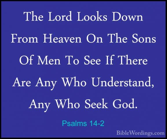 Psalms 14-2 - The Lord Looks Down From Heaven On The Sons Of MenThe Lord Looks Down From Heaven On The Sons Of Men To See If There Are Any Who Understand, Any Who Seek God. 