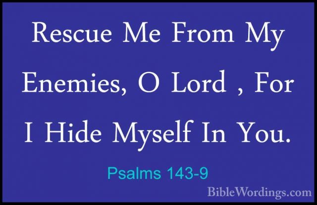 Psalms 143-9 - Rescue Me From My Enemies, O Lord , For I Hide MysRescue Me From My Enemies, O Lord , For I Hide Myself In You. 