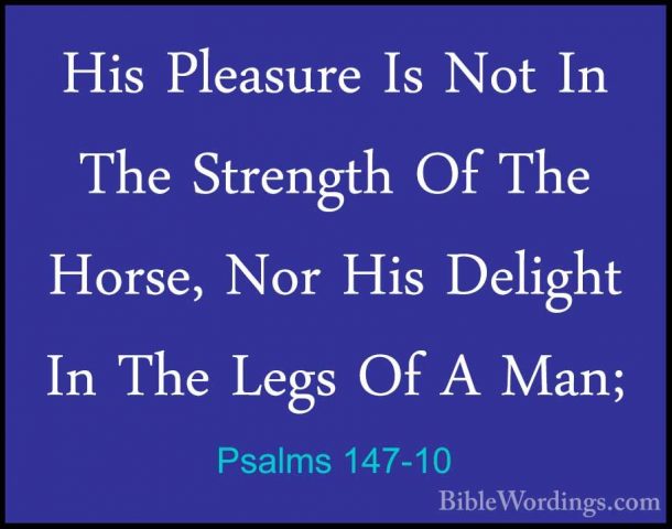 Psalms 147-10 - His Pleasure Is Not In The Strength Of The Horse,His Pleasure Is Not In The Strength Of The Horse, Nor His Delight In The Legs Of A Man; 