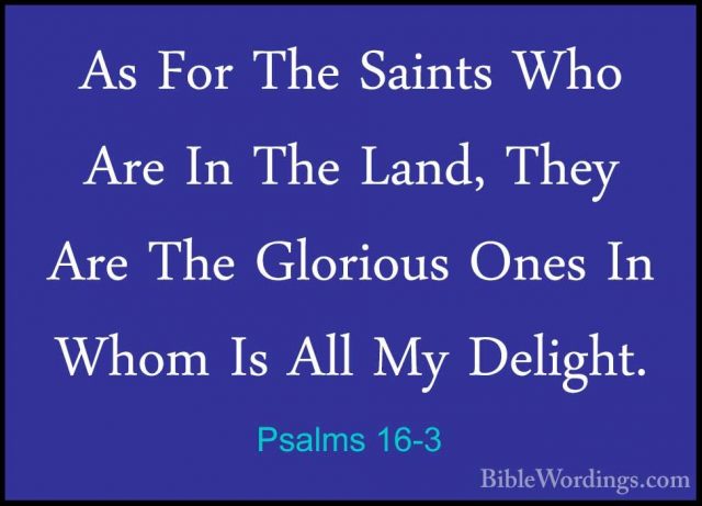 Psalms 16-3 - As For The Saints Who Are In The Land, They Are TheAs For The Saints Who Are In The Land, They Are The Glorious Ones In Whom Is All My Delight. 