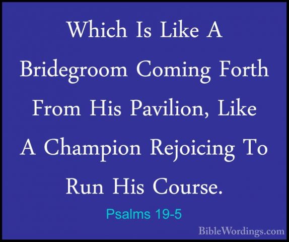 Psalms 19-5 - Which Is Like A Bridegroom Coming Forth From His PaWhich Is Like A Bridegroom Coming Forth From His Pavilion, Like A Champion Rejoicing To Run His Course. 
