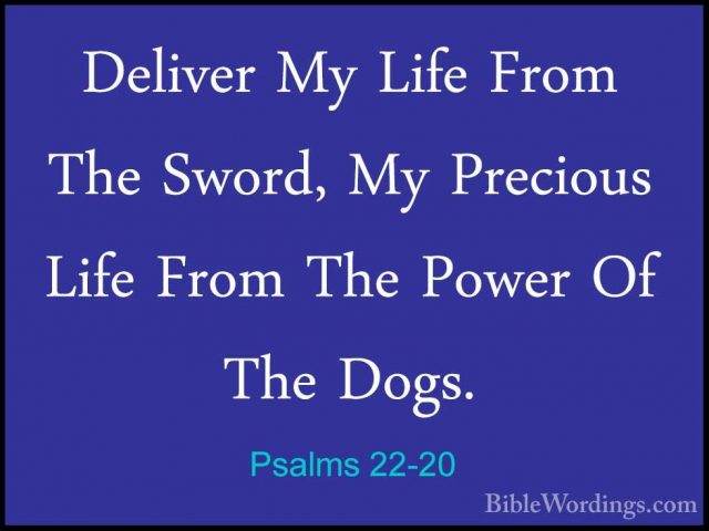 Psalms 22-20 - Deliver My Life From The Sword, My Precious Life FDeliver My Life From The Sword, My Precious Life From The Power Of The Dogs. 