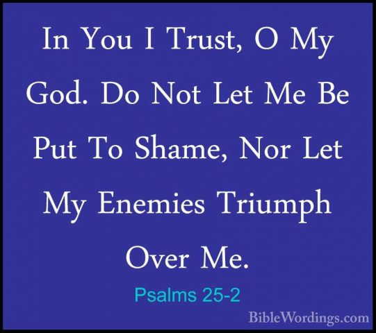 Psalms 25-2 - In You I Trust, O My God. Do Not Let Me Be Put To SIn You I Trust, O My God. Do Not Let Me Be Put To Shame, Nor Let My Enemies Triumph Over Me. 