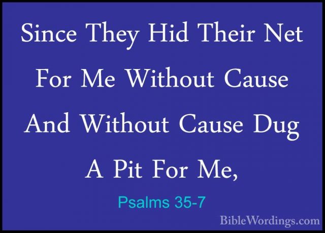 Psalms 35-7 - Since They Hid Their Net For Me Without Cause And WSince They Hid Their Net For Me Without Cause And Without Cause Dug A Pit For Me, 