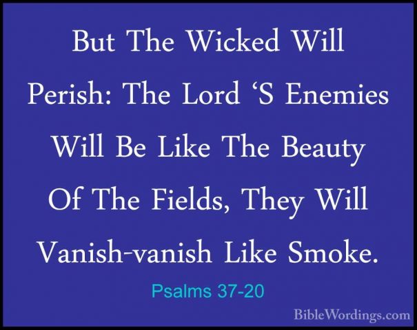 Psalms 37-20 - But The Wicked Will Perish: The Lord 'S Enemies WiBut The Wicked Will Perish: The Lord 'S Enemies Will Be Like The Beauty Of The Fields, They Will Vanish-vanish Like Smoke. 
