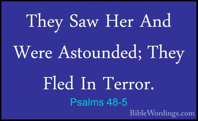 Psalms 48-5 - They Saw Her And Were Astounded; They Fled In TerroThey Saw Her And Were Astounded; They Fled In Terror. 