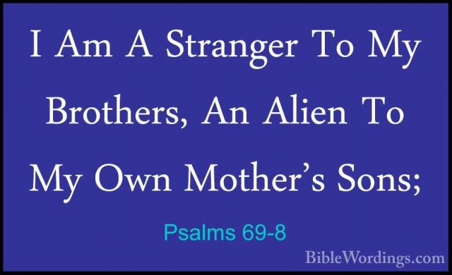 Psalms 69-8 - I Am A Stranger To My Brothers, An Alien To My OwnI Am A Stranger To My Brothers, An Alien To My Own Mother's Sons; 