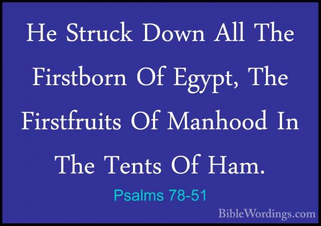 Psalms 78-51 - He Struck Down All The Firstborn Of Egypt, The FirHe Struck Down All The Firstborn Of Egypt, The Firstfruits Of Manhood In The Tents Of Ham. 
