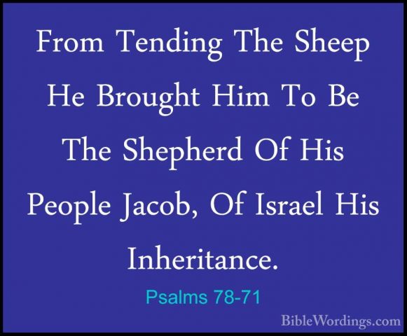 Psalms 78-71 - From Tending The Sheep He Brought Him To Be The ShFrom Tending The Sheep He Brought Him To Be The Shepherd Of His People Jacob, Of Israel His Inheritance. 
