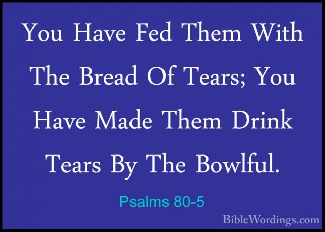 Psalms 80-5 - You Have Fed Them With The Bread Of Tears; You HaveYou Have Fed Them With The Bread Of Tears; You Have Made Them Drink Tears By The Bowlful. 