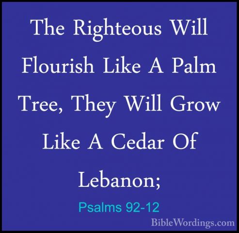 Psalms 92-12 - The Righteous Will Flourish Like A Palm Tree, TheyThe Righteous Will Flourish Like A Palm Tree, They Will Grow Like A Cedar Of Lebanon; 