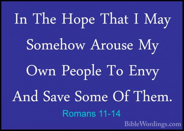Romans 11-14 - In The Hope That I May Somehow Arouse My Own PeoplIn The Hope That I May Somehow Arouse My Own People To Envy And Save Some Of Them. 