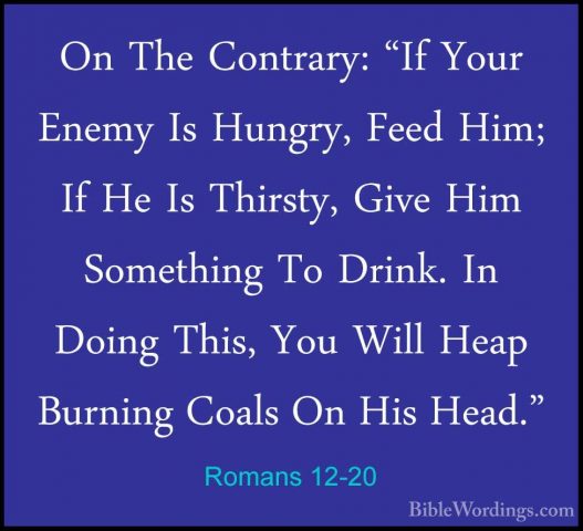 Romans 12-20 - On The Contrary: "If Your Enemy Is Hungry, Feed HiOn The Contrary: "If Your Enemy Is Hungry, Feed Him; If He Is Thirsty, Give Him Something To Drink. In Doing This, You Will Heap Burning Coals On His Head." 