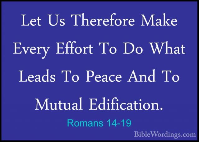 Romans 14-19 - Let Us Therefore Make Every Effort To Do What LeadLet Us Therefore Make Every Effort To Do What Leads To Peace And To Mutual Edification. 