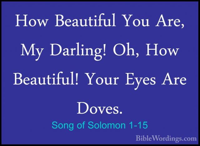 Song of Solomon 1-15 - How Beautiful You Are, My Darling! Oh, HowHow Beautiful You Are, My Darling! Oh, How Beautiful! Your Eyes Are Doves. 