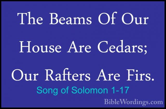 Song of Solomon 1-17 - The Beams Of Our House Are Cedars; Our RafThe Beams Of Our House Are Cedars; Our Rafters Are Firs.