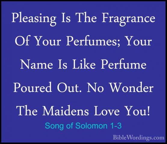 Song of Solomon 1-3 - Pleasing Is The Fragrance Of Your Perfumes;Pleasing Is The Fragrance Of Your Perfumes; Your Name Is Like Perfume Poured Out. No Wonder The Maidens Love You! 