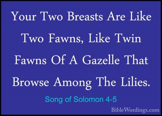 Song of Solomon 4-5 - Your Two Breasts Are Like Two Fawns, Like TYour Two Breasts Are Like Two Fawns, Like Twin Fawns Of A Gazelle That Browse Among The Lilies. 
