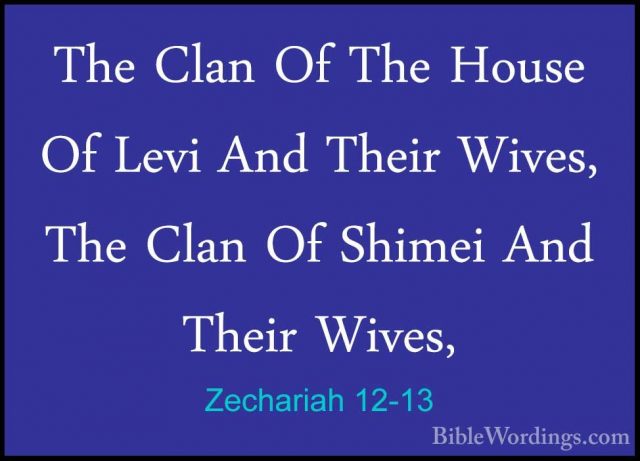Zechariah 12-13 - The Clan Of The House Of Levi And Their Wives,The Clan Of The House Of Levi And Their Wives, The Clan Of Shimei And Their Wives, 