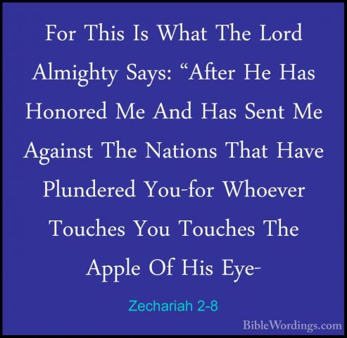 Zechariah 2-8 - For This Is What The Lord Almighty Says: "After HFor This Is What The Lord Almighty Says: "After He Has Honored Me And Has Sent Me Against The Nations That Have Plundered You-for Whoever Touches You Touches The Apple Of His Eye- 