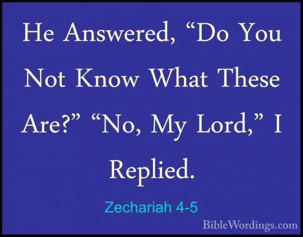 Zechariah 4-5 - He Answered, "Do You Not Know What These Are?" "NHe Answered, "Do You Not Know What These Are?" "No, My Lord," I Replied. 