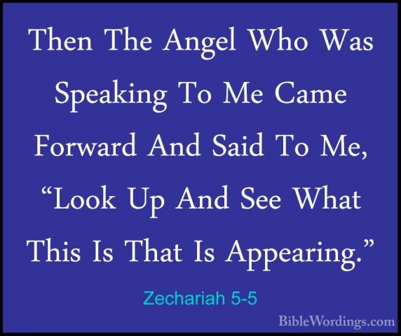 Zechariah 5-5 - Then The Angel Who Was Speaking To Me Came ForwarThen The Angel Who Was Speaking To Me Came Forward And Said To Me, "Look Up And See What This Is That Is Appearing." 