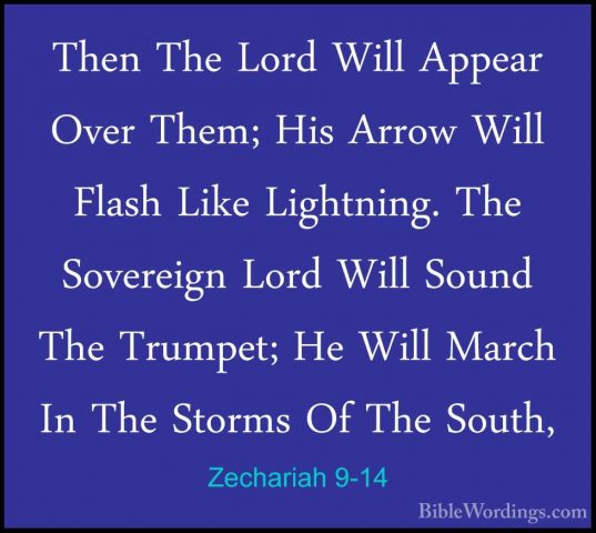 Zechariah 9-14 - Then The Lord Will Appear Over Them; His Arrow WThen The Lord Will Appear Over Them; His Arrow Will Flash Like Lightning. The Sovereign Lord Will Sound The Trumpet; He Will March In The Storms Of The South, 